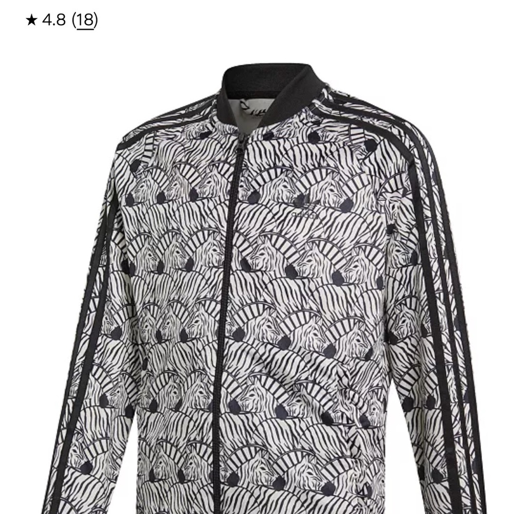 Adidas Big Girls Zebra-Print Velour Track Jacket